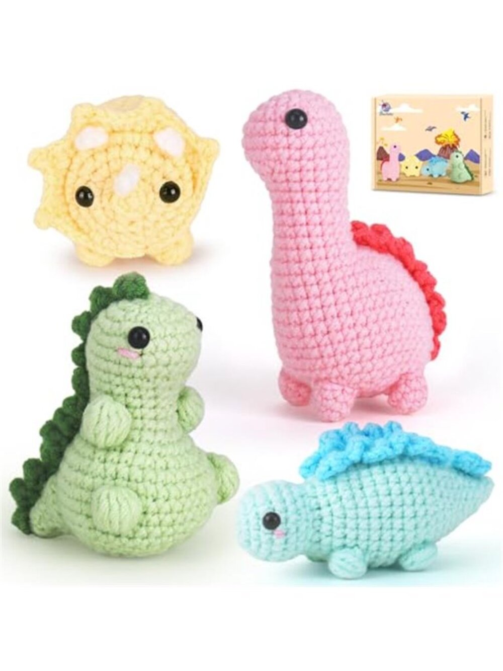 Dinosaur Crochet Kit Beginner Amigurumi DIY Yarn Craft Kit Complete Gift Set